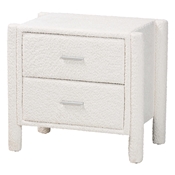 Baxton Studio Laria Modern White Teddy-Bear Fabric 2-Drawer Nightstand